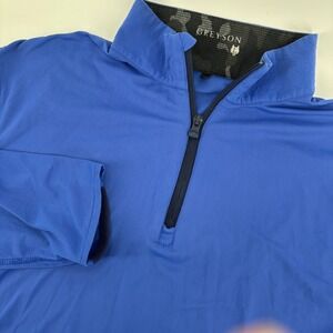 Greyson Quarter Zip Pullover Mens L Blue Excellent The Grove Logo Performance